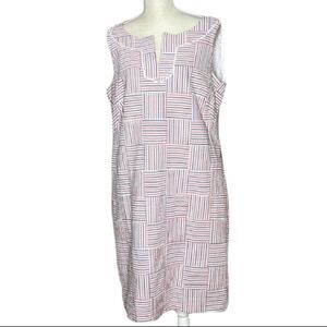 Talbots Red White and Blue Striped Sleeveless Dress Size 14 NWT